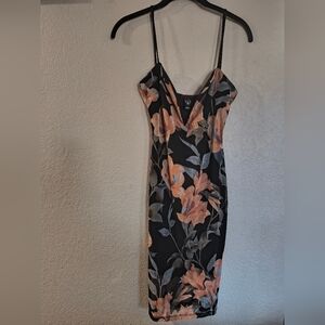 Windsor Sz XS Floral Black and Orange Dress